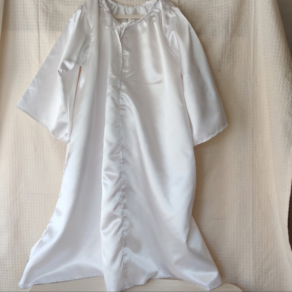 Home Sewn Pullover White Satin Gown (Angel Costume)Child Size 4-5